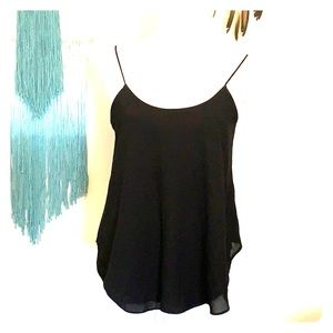 Spaghetti strap black blouse tank